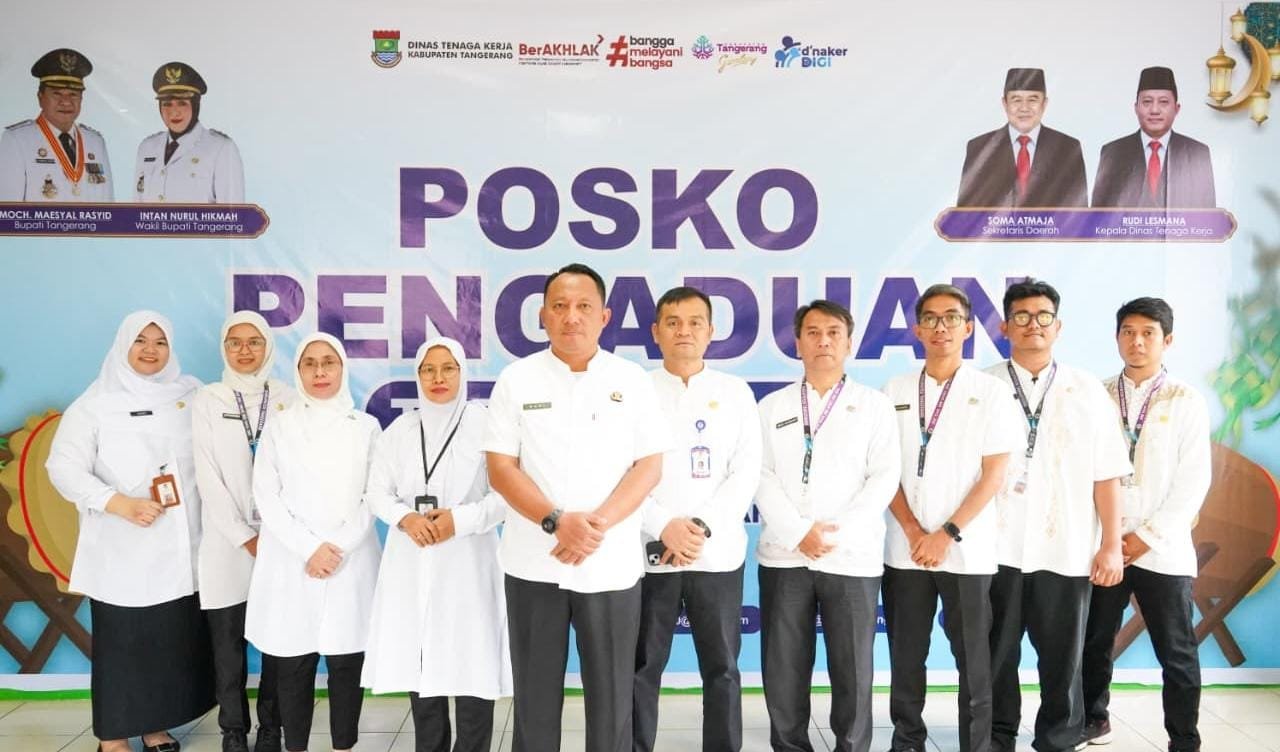 Disnaker Kabupaten Tangerang membuka Posko THR 2026 untuk layanan informasi, konsultasi, dan pengaduan pekerja terkait pembayaran THR menjelang Idulfitri.
